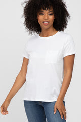 White Front Pocket Maternity Top