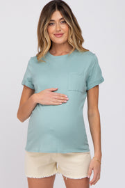 Mint Green Front Pocket Maternity Top