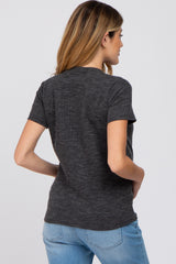 Black Knit Short Sleeve Maternity Top