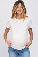 Ivory Knit Short Sleeve Maternity Top