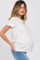 Ivory Knit Short Sleeve Maternity Top