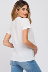 Ivory Knit Short Sleeve Maternity Top