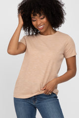 Taupe Knit Short Sleeve Top