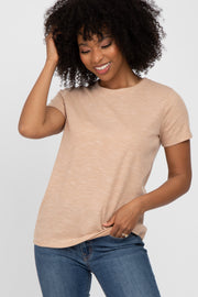 Taupe Knit Short Sleeve Top