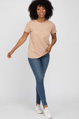 Taupe Knit Short Sleeve Top