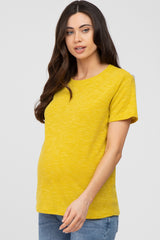 Mustard Knit Short Sleeve Maternity Top