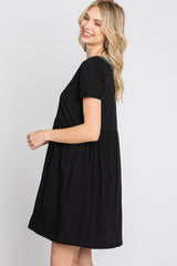 Black Button Front Basic Dress