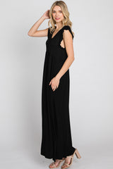 Black Flutter Sleeve Maxi Dress