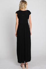 Black Flutter Sleeve Maxi Dress