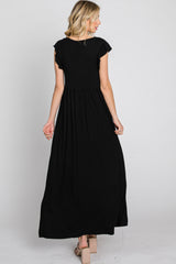 Black Flutter Sleeve Maxi Dress