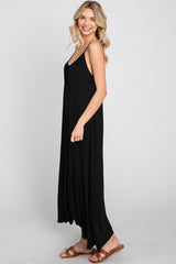 Black Solid Sleeveless Maxi Dress