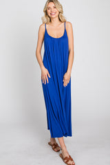 Royal Blue Solid Sleeveless Maxi Dress