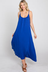 Royal Blue Solid Sleeveless Maxi Dress