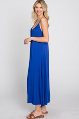 Royal Blue Solid Sleeveless Maxi Dress