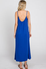 Royal Blue Solid Sleeveless Maxi Dress