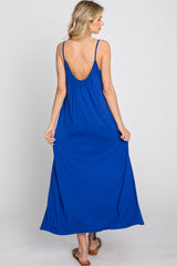 Royal Blue Solid Sleeveless Maxi Dress