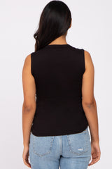 Black Ribbed Sleeveless Maternity Top