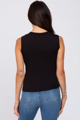 Black Ribbed Sleeveless Top