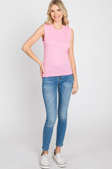 Pink Ribbed Sleeveless Top