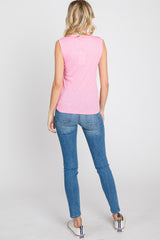 Pink Ribbed Sleeveless Top