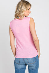 Pink Ribbed Sleeveless Top