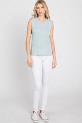 Light Blue Ribbed Sleeveless Top