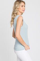 Light Blue Ribbed Sleeveless Top