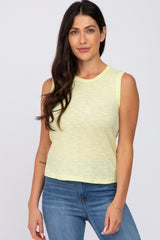 Yellow Ribbed Sleeveless Top