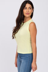 Yellow Ribbed Sleeveless Top