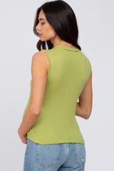 Green Ribbed Sleeveless Maternity Top