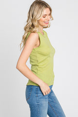 Green Ribbed Sleeveless Top