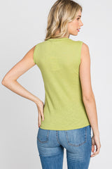 Green Ribbed Sleeveless Top