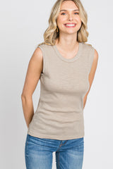 Taupe Ribbed Sleeveless Top