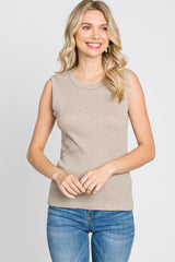 Taupe Ribbed Sleeveless Top