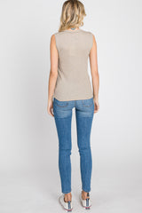 Taupe Ribbed Sleeveless Top