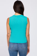 Turquoise Ribbed Sleeveless Top