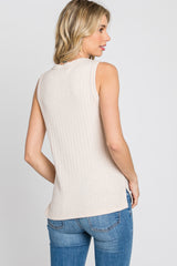 White Ribbed Sleeveless Top