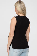 Black Ribbed Knit Sleeveless Maternity Top