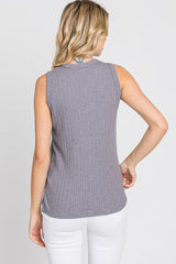 Charcoal Ribbed Knit Sleeveless Top