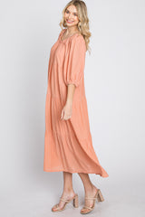 Peach Tiered Midi Dress