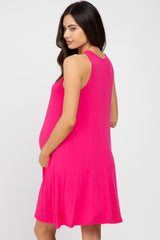 Fuchsia Sleeveless Basic Maternity Dress