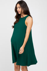 Emerald Green Sleeveless Basic Maternity Dress