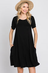 Black Basic Short Sleeve Dress