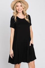 Black Basic Short Sleeve Dress