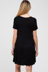 Black Basic Short Sleeve Maternity Dress