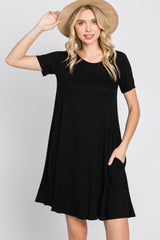 Black Basic Short Sleeve Dress