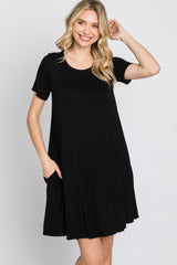 Black Basic Short Sleeve Dress