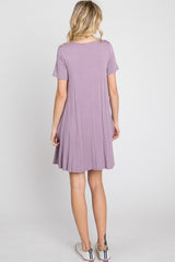 Lavender Basic Short Sleeve Dress