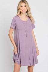 Lavender Basic Short Sleeve Dress