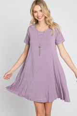 Lavender Basic Short Sleeve Dress